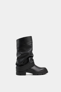 Botas combat fashion estilo prada con detalles arrugados