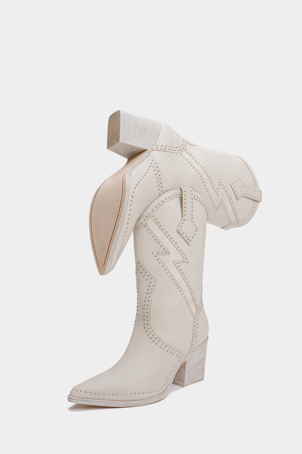 botas estilo western color blancas con tachuelas