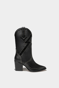 botas negras de piel estilo western