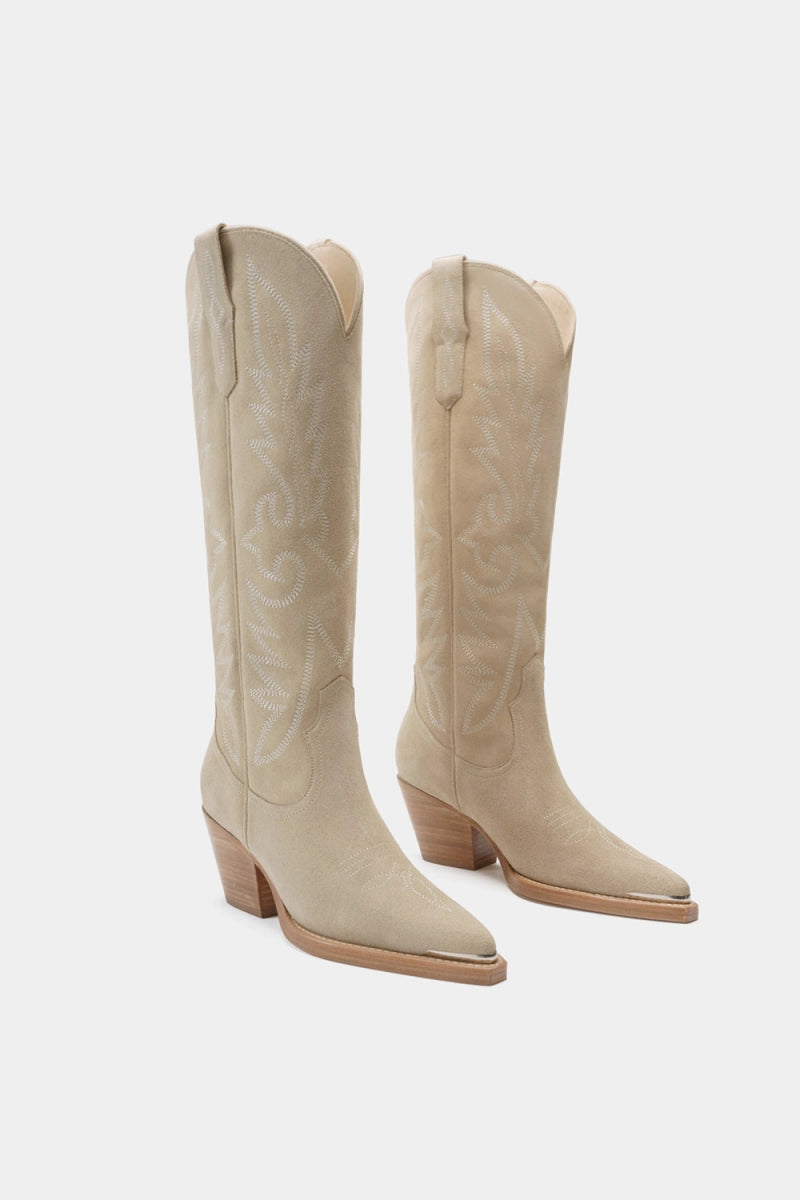 botas de gamuza vaqueras de diseñador estilo loro pianna