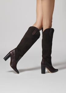 Botas Western estilo cuadra con tacón alto